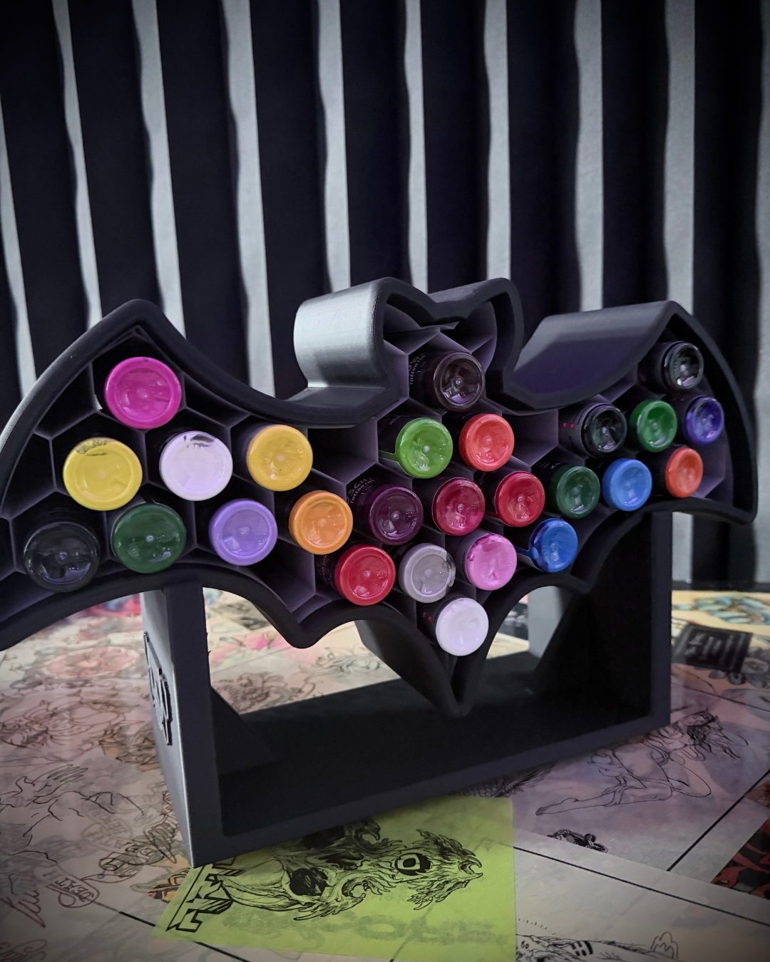 Batty bat-shaped tattoo ink rack by Tattrak