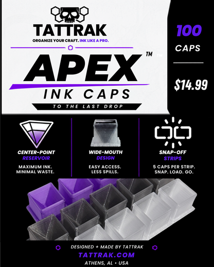 APEX professional tattoo ink caps by Tattrak