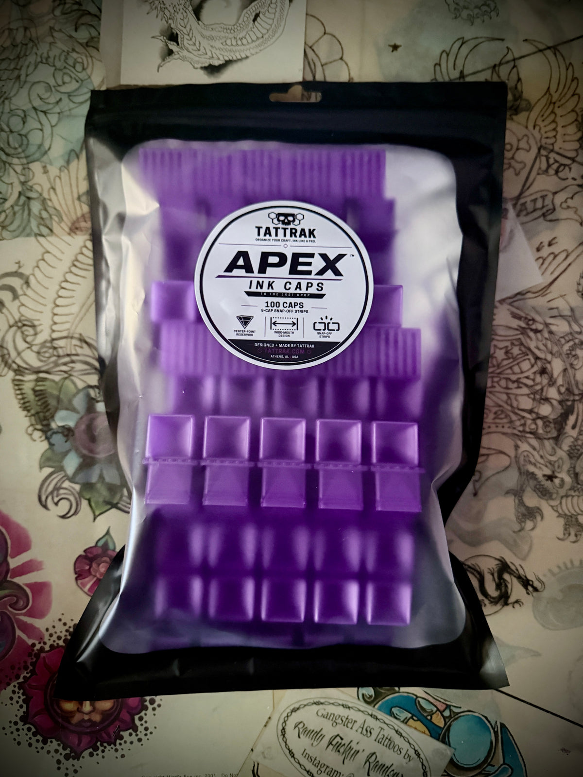 APEX tattoo ink caps in translucent colors